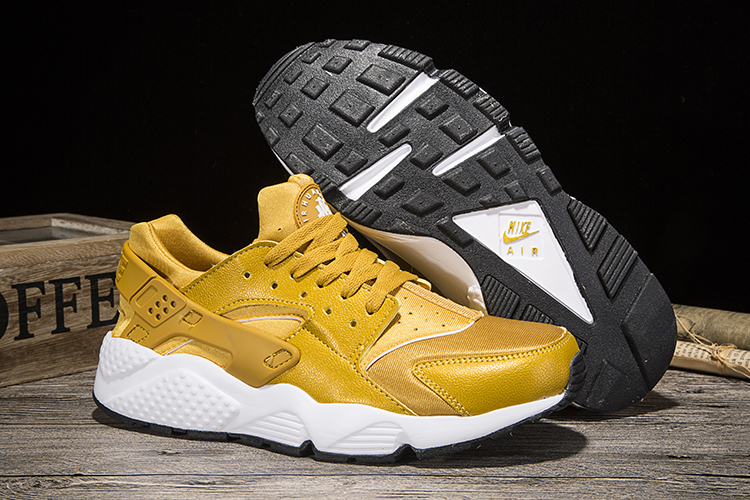 New Women Nike Air Huarache Yellow White Shoes - Click Image to Close